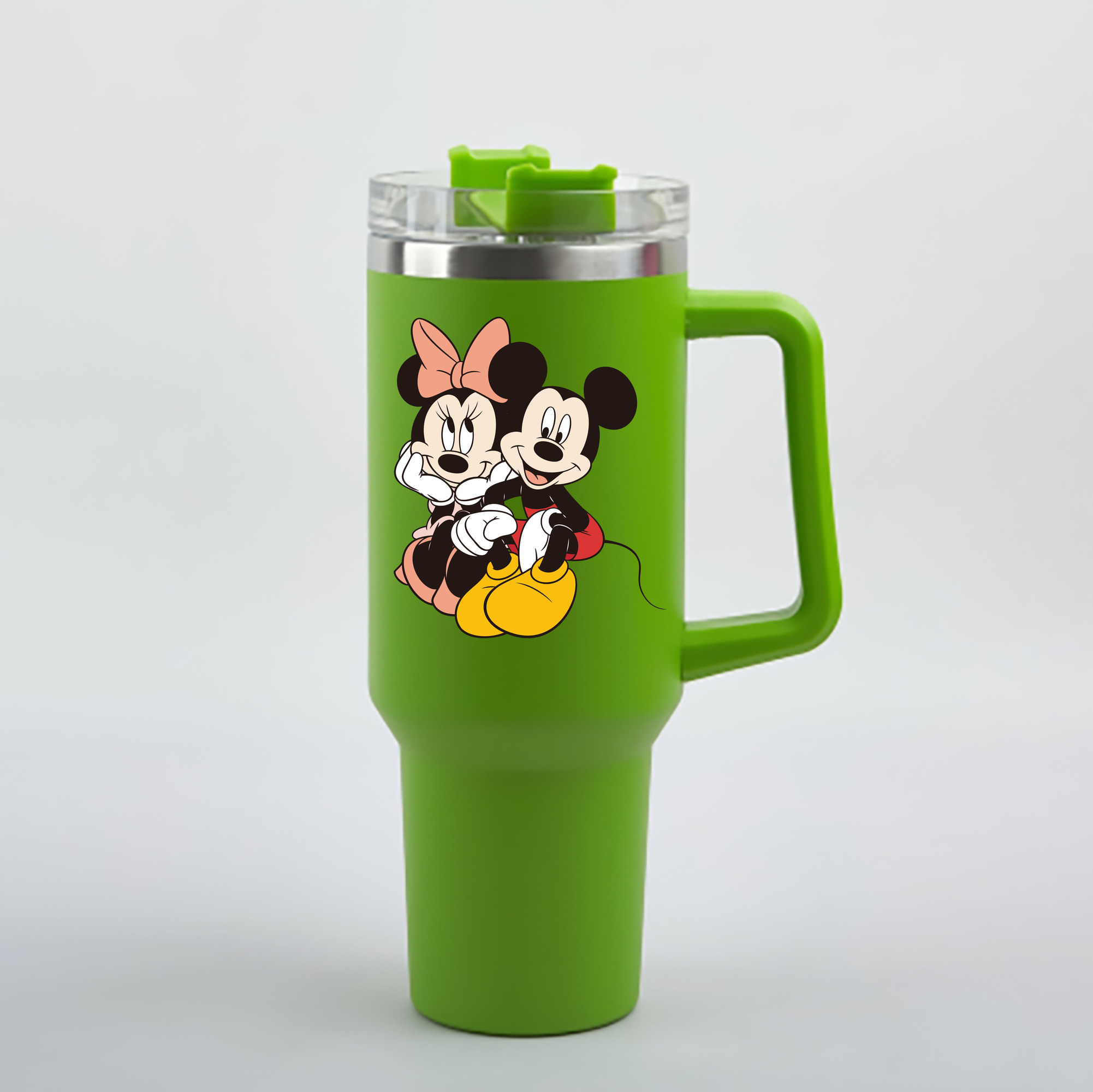 （画像用） ミッキーマウス Mickey Mouse 1200mL車用タンブラー - クリスタルステッカー（プラスチックストロー付き）